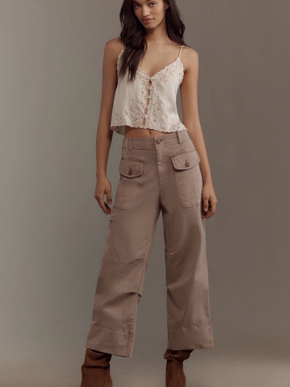 Pilcro Crop Wide-Leg Pants Wide Leg Pants in Pink Waist 26 NWT